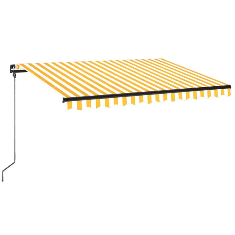 Luifel Handmatig Uittrekbaar Met Led 350 x 250 cm Geel en wit