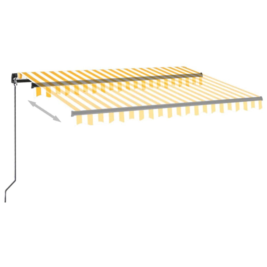 Luifel Handmatig Uittrekbaar Met Led 350 x 250 cm Geel en wit