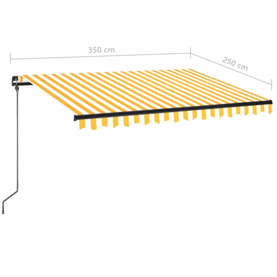 Luifel Handmatig Uittrekbaar Met Led 350 x 250 cm Geel en wit