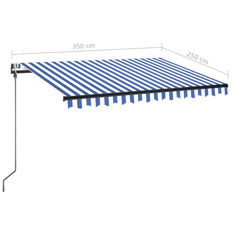 Luifel Automatisch Met Led En Windsensor Blauw En Wit 350 x 250 cm