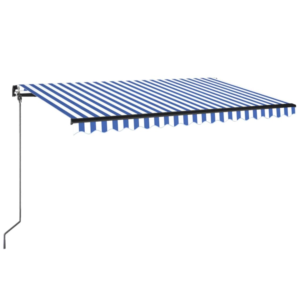 Luifel Handmatig Uittrekbaar 400X300 Cm Blauw En Wit