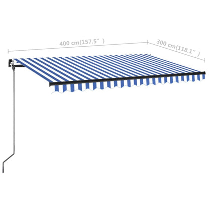 Luifel Handmatig Uittrekbaar 400X300 Cm Blauw En Wit