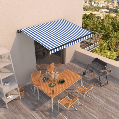 Luifel Handmatig Uittrekbaar 400X300 Cm Blauw En Wit