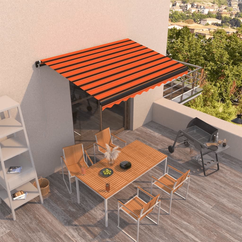 Luifel Handmatig Uittrekbaar 400X300 Cm Oranje En Bruin