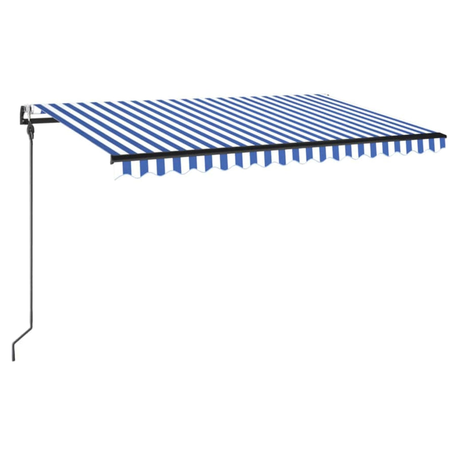 Luifel automatisch met LED en windsensor 400x300cm blauw en wit 400 x 300 cm Blauw en wit