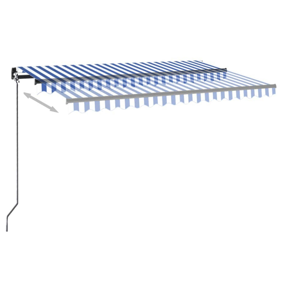 Luifel automatisch met LED en windsensor 400x300cm blauw en wit 400 x 300 cm Blauw en wit