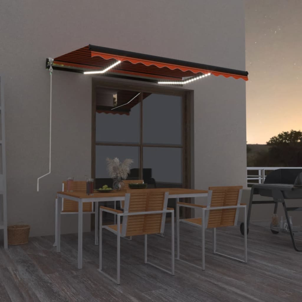 Luifel automatisch met LED windsensor 400x300 cm oranje bruin