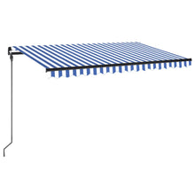 Luifel Handmatig Uittrekbaar Met Led 450 x 300 cm Blauw en wit