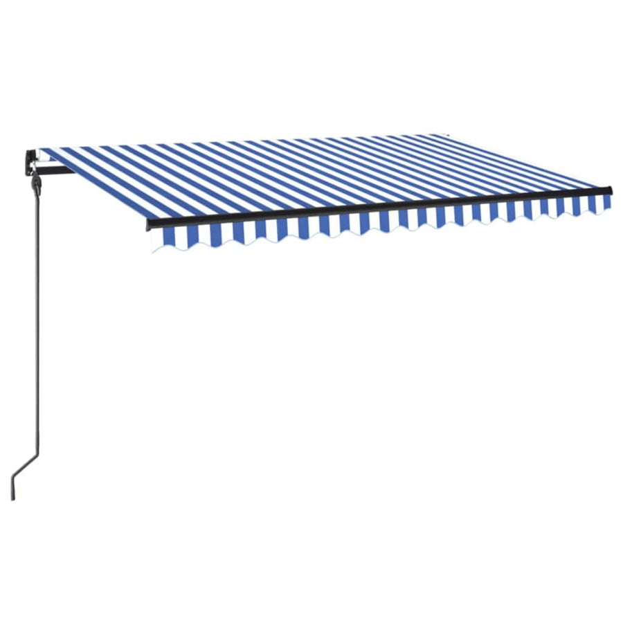 Luifel Handmatig Uittrekbaar Met Led 450 x 300 cm Blauw en wit