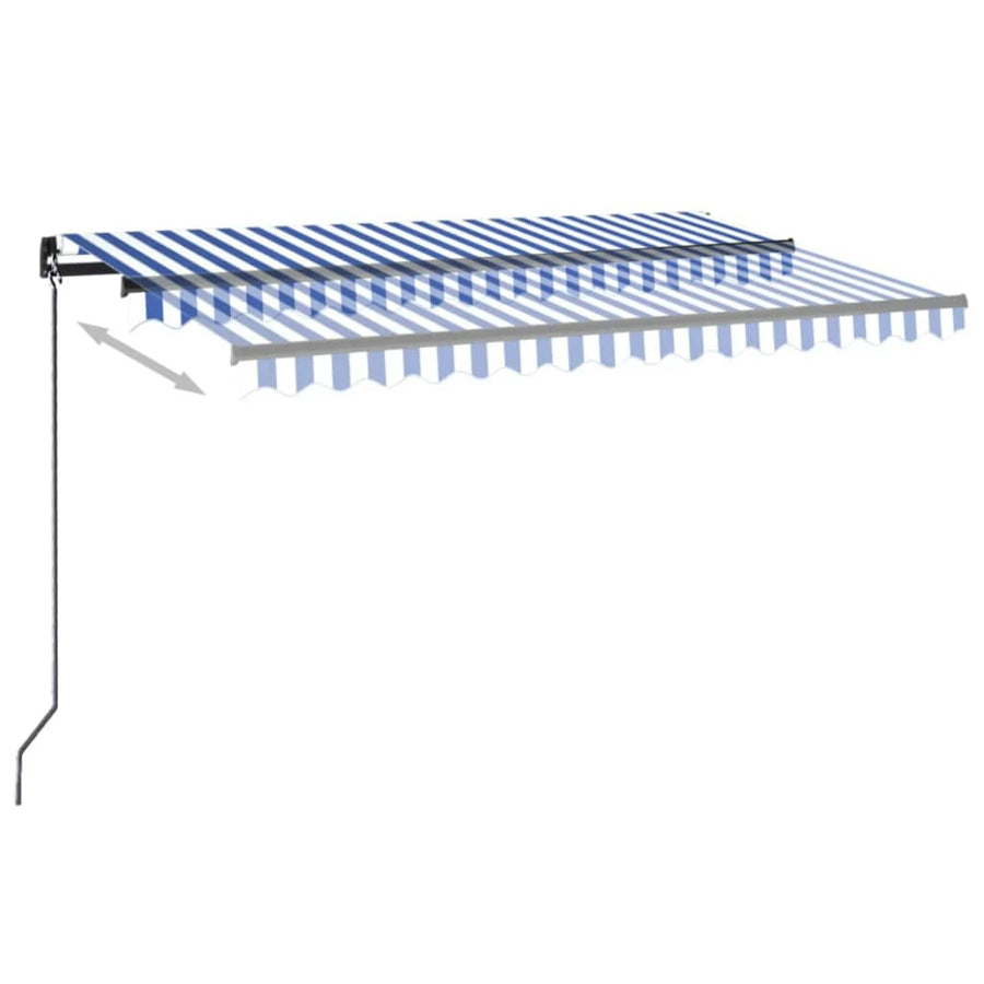 Luifel Handmatig Uittrekbaar Met Led 450 x 300 cm Blauw en wit