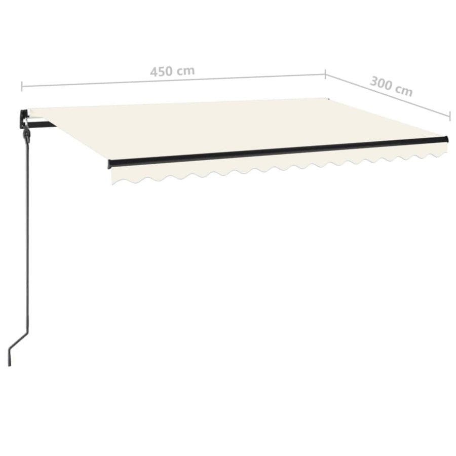 Luifel Handmatig Uittrekbaar Met Led Kleurig 450 x 300 cm Crème