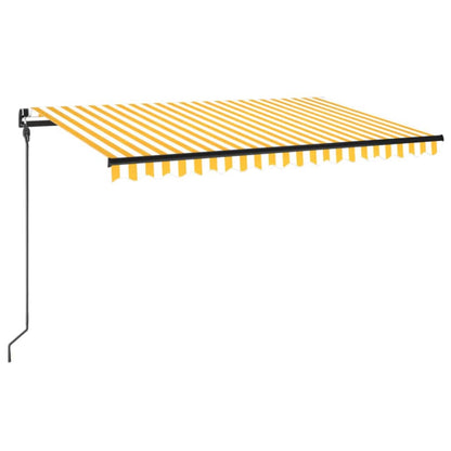 Luifel Handmatig Uittrekbaar Met Led 450 x 300 cm Geel en wit
