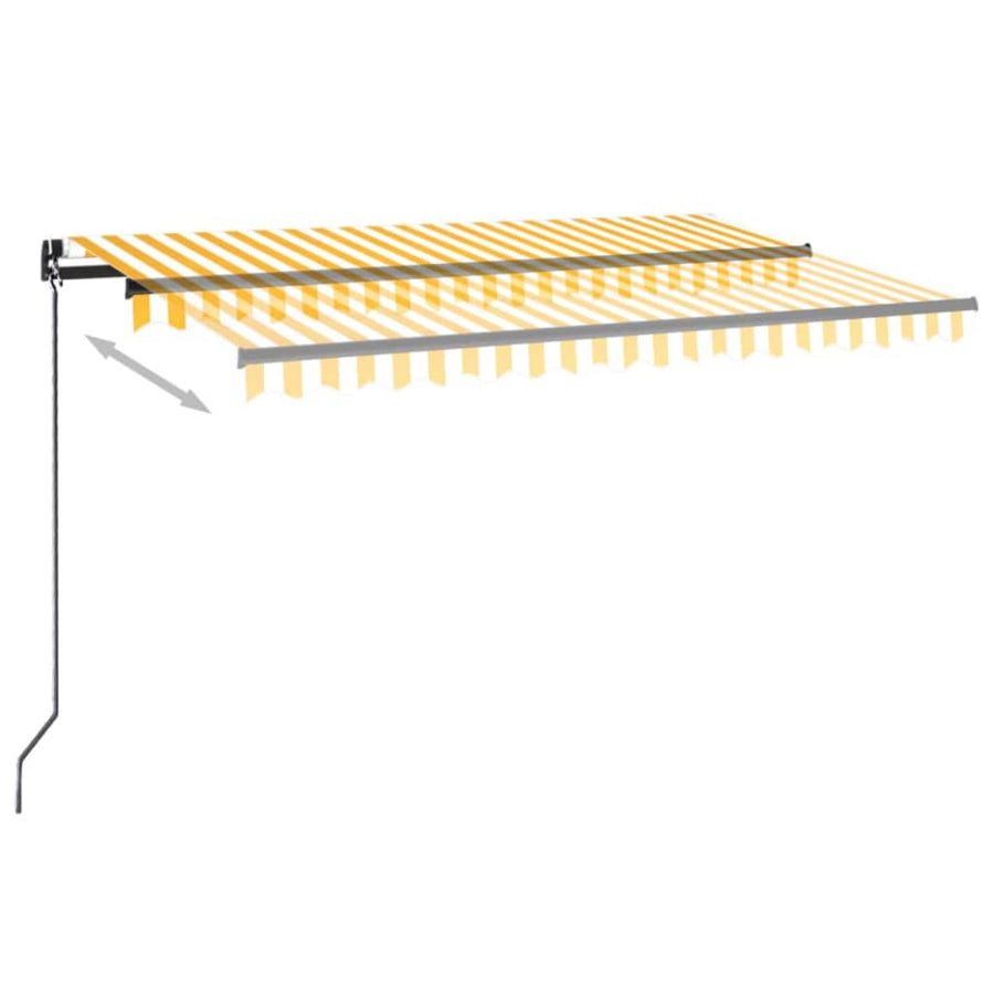 Luifel Handmatig Uittrekbaar Met Led 450 x 300 cm Geel en wit
