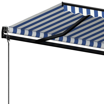 Luifel Automatisch Uittrekbaar 450X300 Cm Blauw En Wit