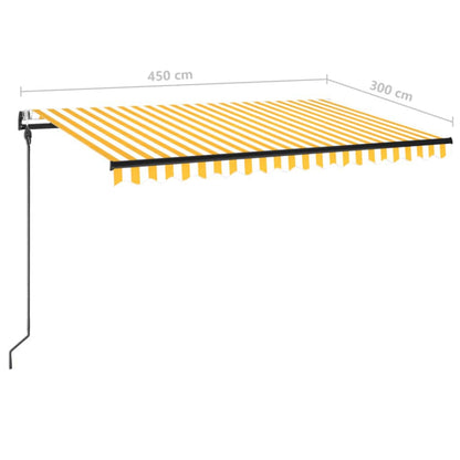 Luifel Automatisch Uittrekbaar 450 x 300 cm Geel en wit