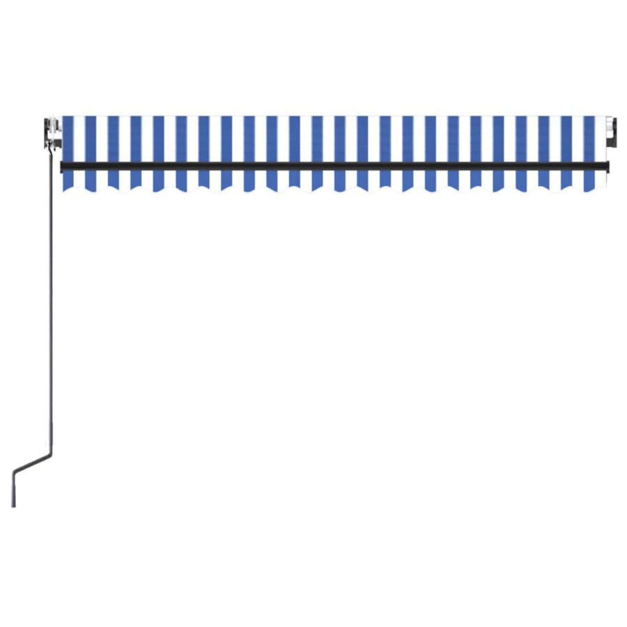 Luifel automatisch met LED en windsensor 450x300 cm blauw wit 450 x 300 cm Blauw en wit