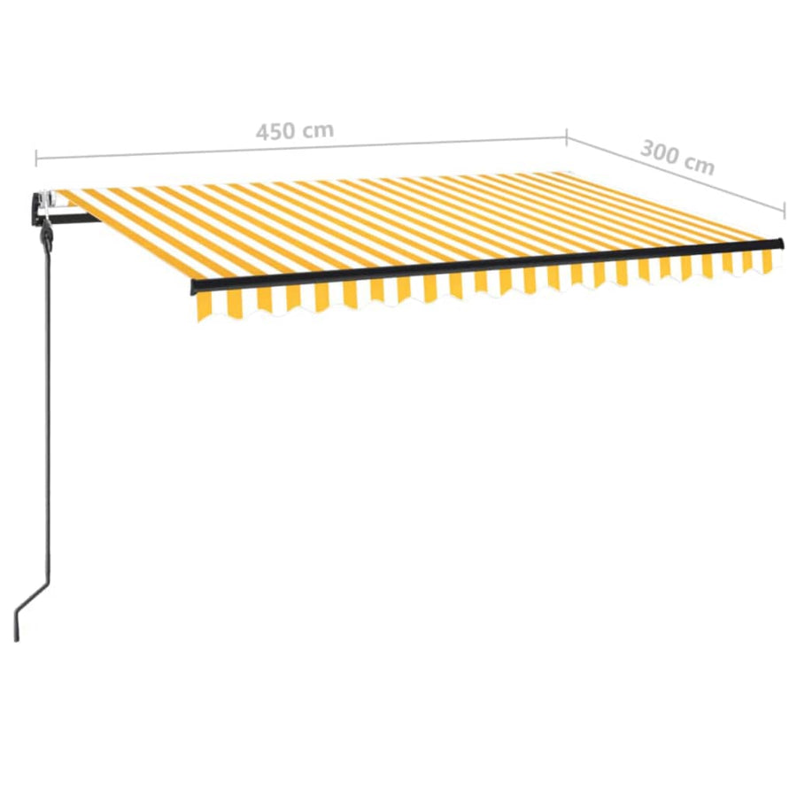 Luifel automatisch met LED en windsensor 450x300 cm geel en wit 450 x 300 cm Geel en wit