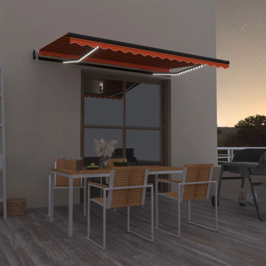 Luifel automatisch met LED windsensor 450x300 cm oranje bruin