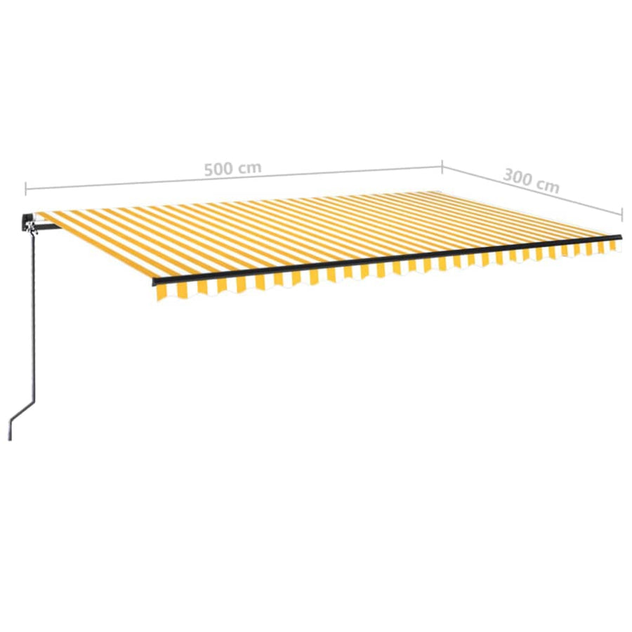 Luifel handmatig uittrekbaar 500x300 cm geel en wit 500 x 300 cm Geel en wit