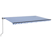Luifel Handmatig Uittrekbaar Met Led 500 x 300 cm Blauw en wit