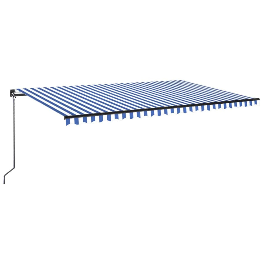 Luifel Handmatig Uittrekbaar Met Led 500 x 300 cm Blauw en wit
