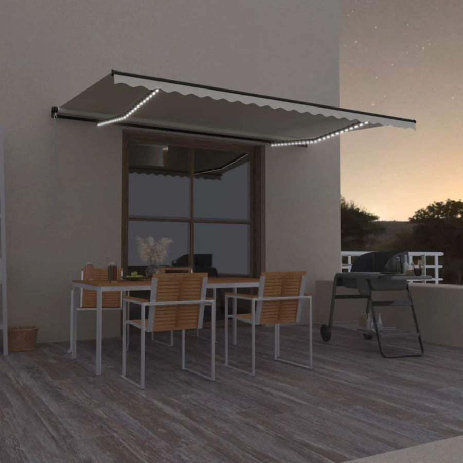 Luifel Handmatig Uittrekbaar Met Led Kleurig Crème 500 x 300 cm