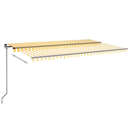 Luifel Handmatig Uittrekbaar Met Led 500 x 300 cm Geel en wit