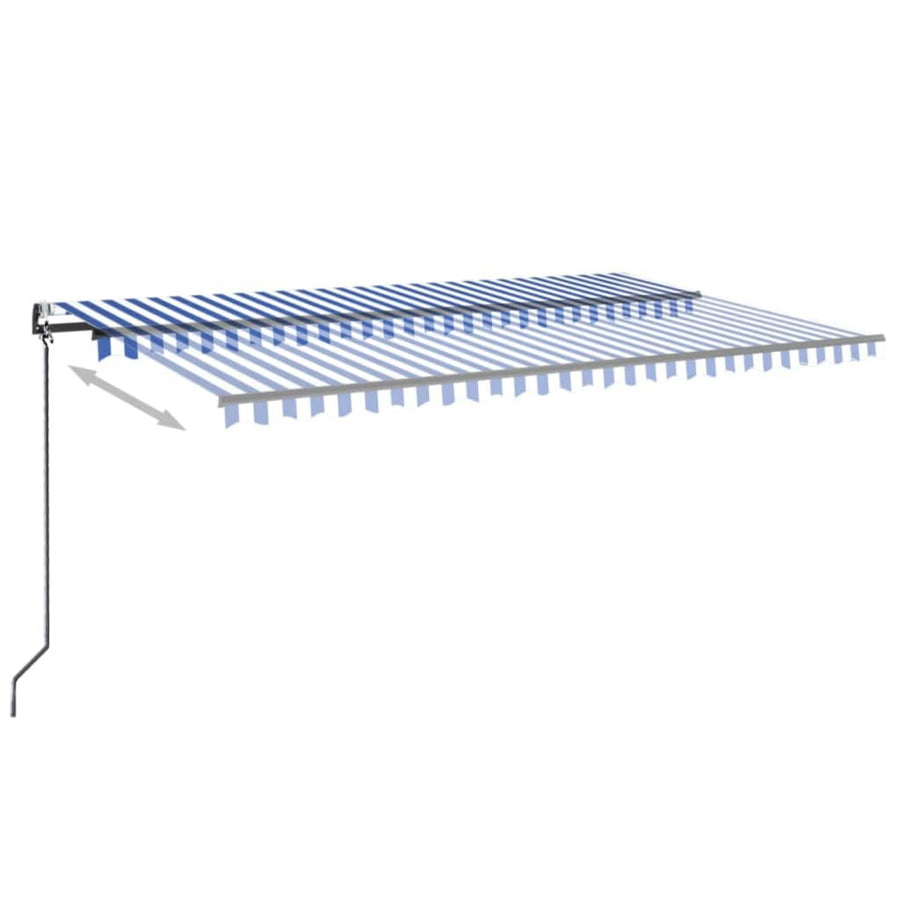 Luifel automatisch met LED en windsensor 500x300 cm blauw wit 500 x 300 cm Blauw en wit