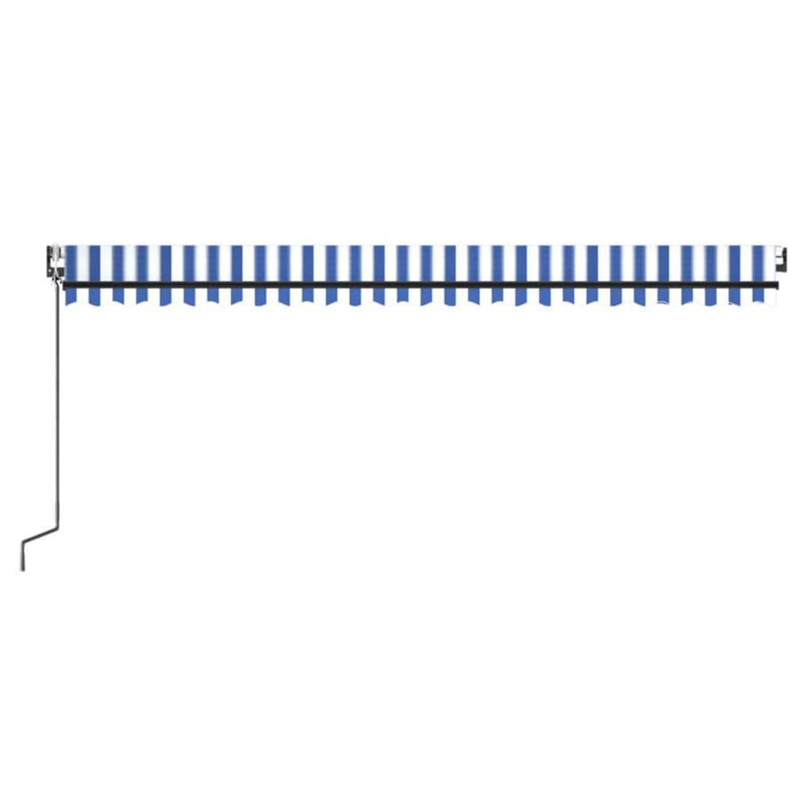 Luifel automatisch met LED en windsensor 500x300 cm blauw wit 500 x 300 cm Blauw en wit
