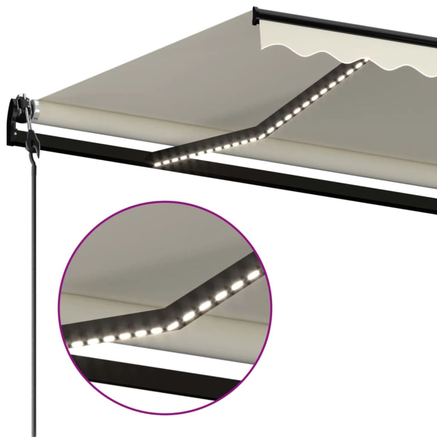 Luifel automatisch met LED en windsensor 500x300 cm crèmekleur 500 x 300 cm Crème