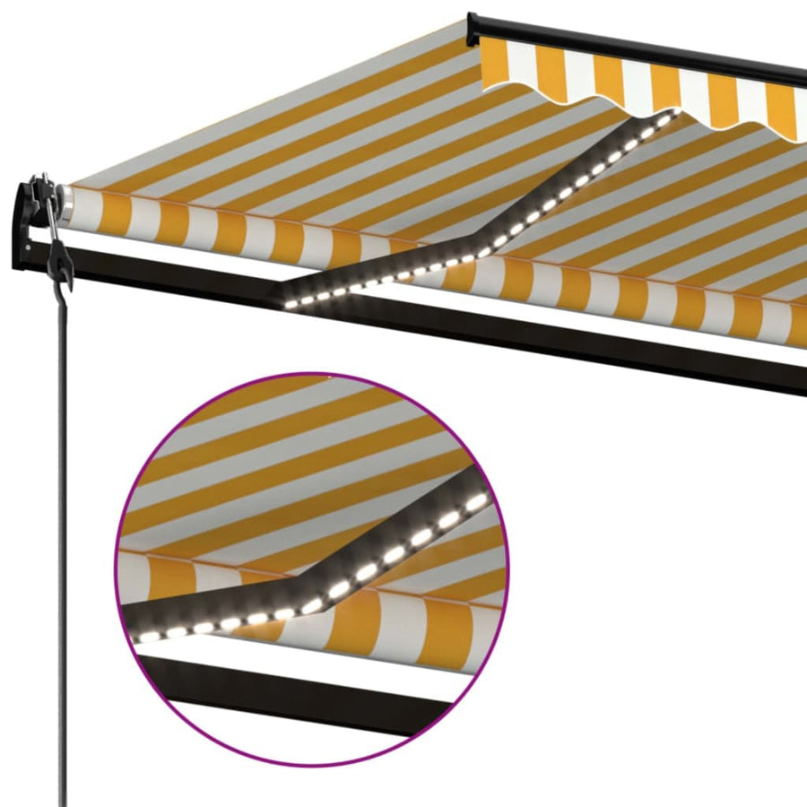 Luifel automatisch met LED en windsensor 500x300 cm geel en wit 500 x 300 cm Geel en wit