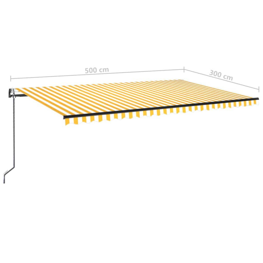 Luifel automatisch met LED en windsensor 500x300 cm geel en wit 500 x 300 cm Geel en wit