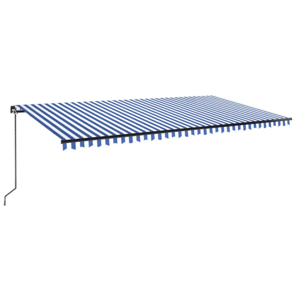 Luifel Handmatig Uittrekbaar Met Led 600 x 300 cm Blauw en wit