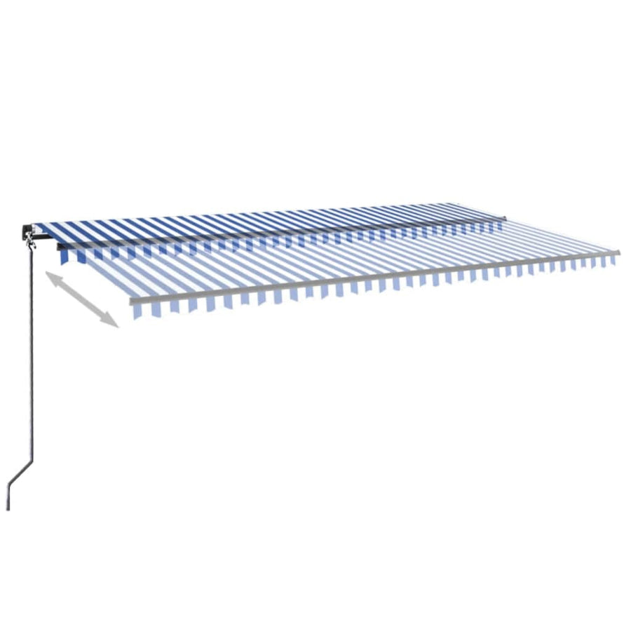 Luifel Handmatig Uittrekbaar Met Led 600 x 300 cm Blauw en wit