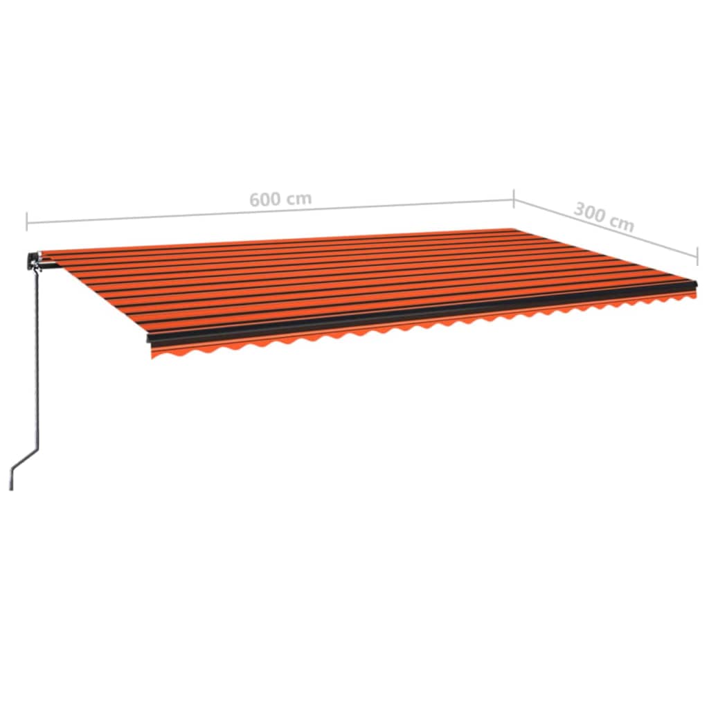 Luifel Handmatig Uittrekbaar Met Led 600X300 Cm Oranje En Bruin