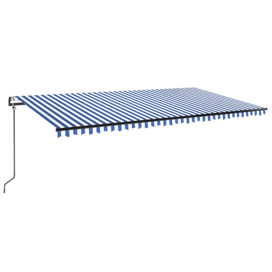 Luifel automatisch met LED en windsensor 600x300 cm blauw wit 600 x 300 cm Blauw en wit
