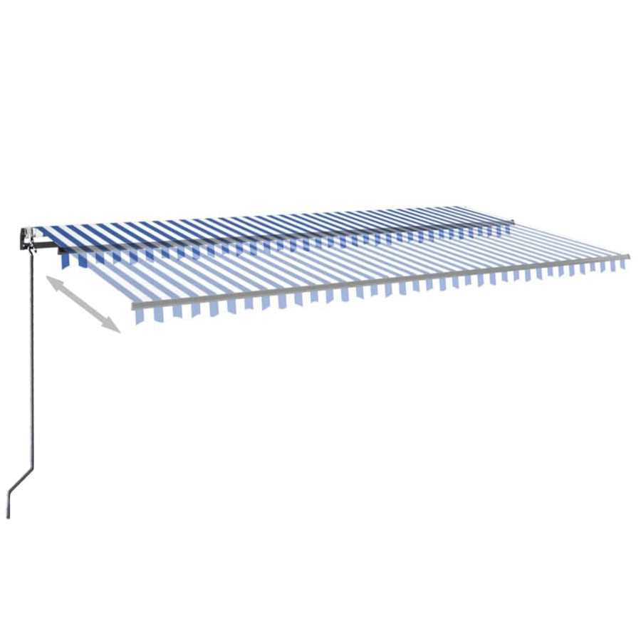 Luifel automatisch met LED en windsensor 600x300 cm blauw wit 600 x 300 cm Blauw en wit