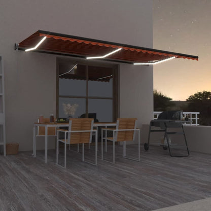 Luifel automatisch met LED windsensor 600x300 cm oranje bruin