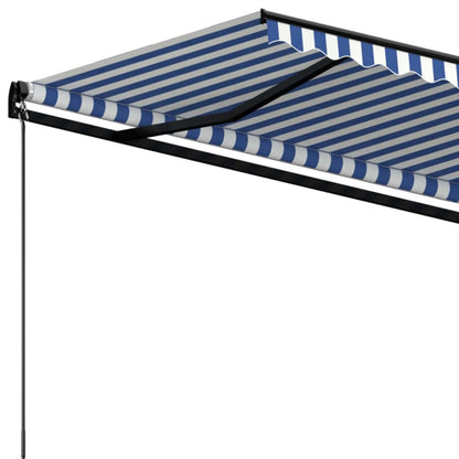 Luifel handmatig uittrekbaar 400x350 cm blauw en wit 400 x 350 cm Blauw en wit