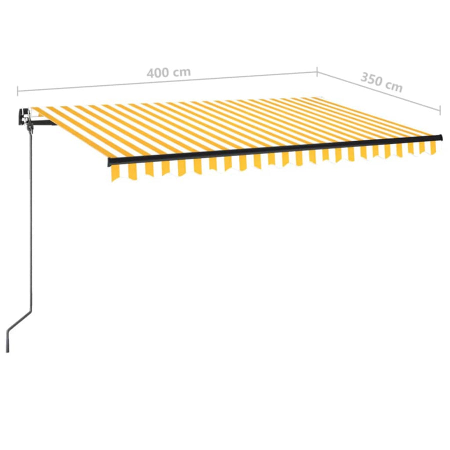 Luifel handmatig uittrekbaar 400x350 cm geel en wit 400 x 350 cm Geel en wit