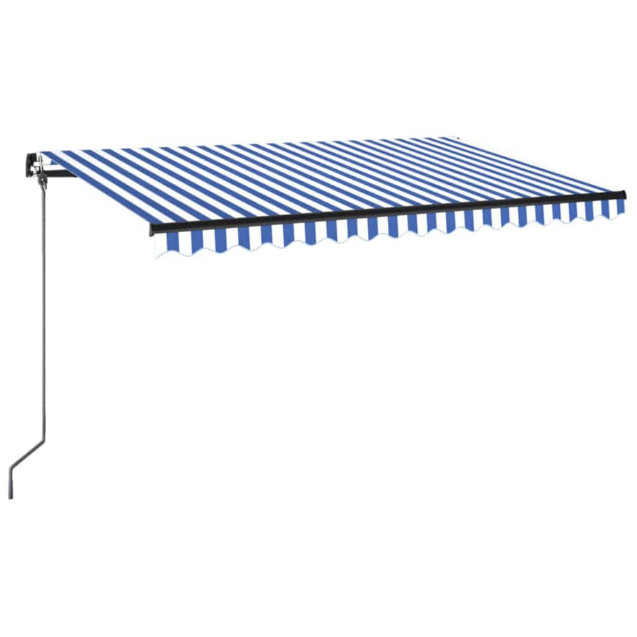 Luifel Handmatig Uittrekbaar Met Led 400 x 350 cm Blauw en wit