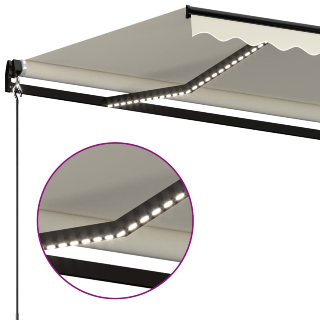 Luifel Handmatig Uittrekbaar Met Led Kleurig 400 x 350 cm Crème