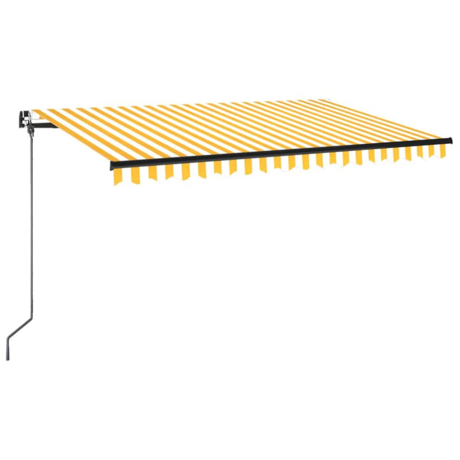 Luifel Handmatig Uittrekbaar Met Led 400 x 350 cm Geel en wit