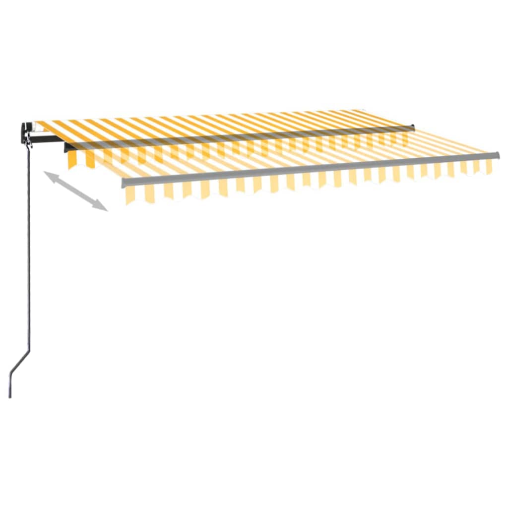 Luifel Handmatig Uittrekbaar Met Led 400 x 350 cm Geel en wit