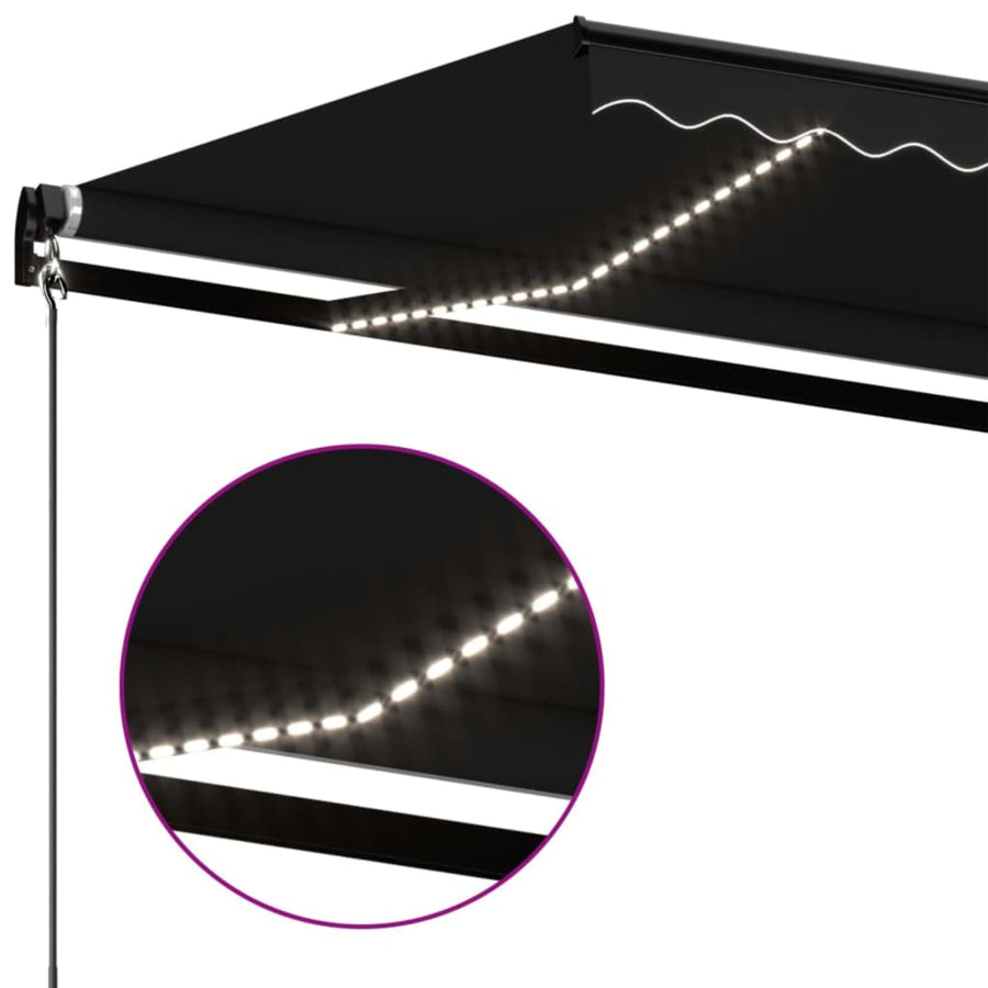 Luifel Handmatig Uittrekbaar Met Led Kleur 400 x 350 cm Antraciet