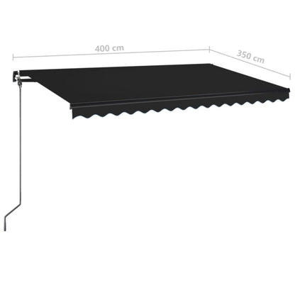 Luifel Handmatig Uittrekbaar Met Led Kleur 400 x 350 cm Antraciet