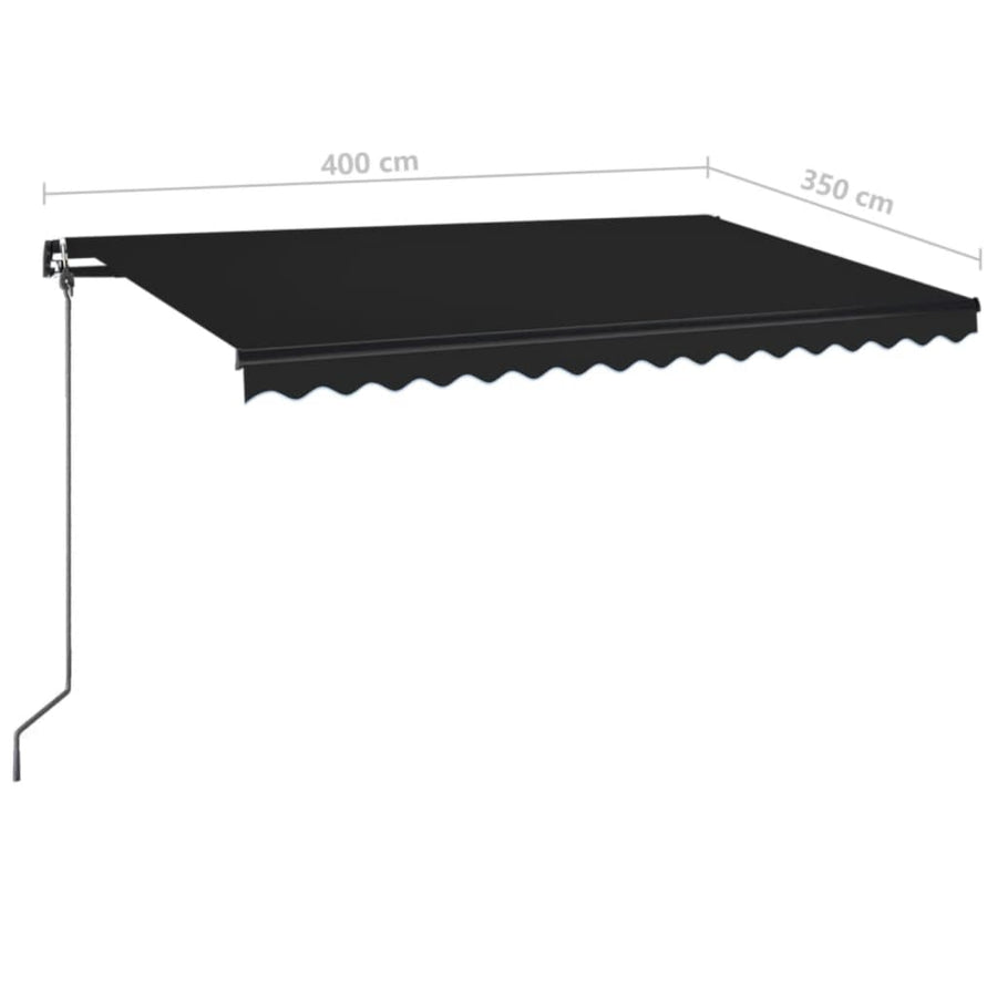 Luifel Handmatig Uittrekbaar Met Led Kleur 400 x 350 cm Antraciet