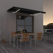 Luifel 400x350 cm antraciet handmatig uittrekbaar met LED