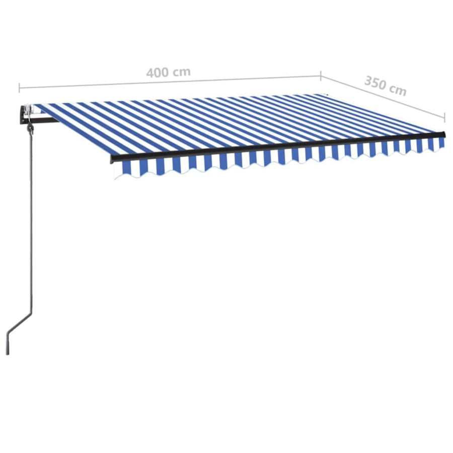 Luifel Automatisch Uittrekbaar 400 x 350 cm Blauw en wit