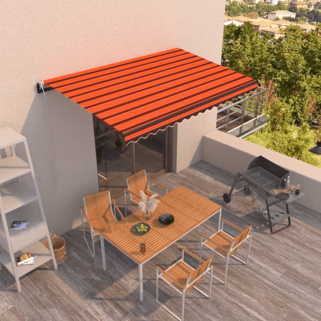 Luifel automatisch uittrekbaar 400x350 cm oranje en bruin